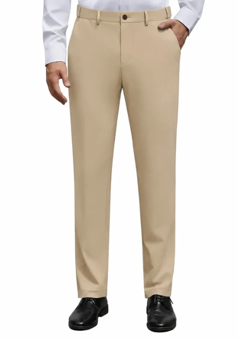 Men's Stretch Dress Pants   – No Iron, Wrinkle-   Resistant Business   Casual Golf Pants with   Expandable Waist