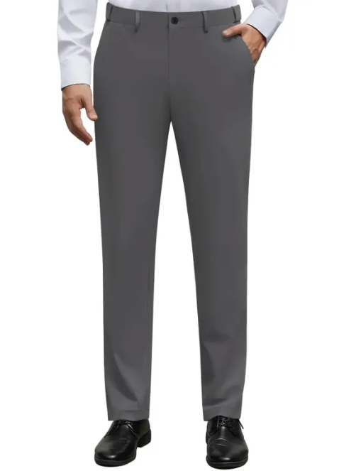 Men's Stretch Dress Pants   – No Iron, Wrinkle-   Resistant Business   Casual Golf Pants with   Expandable Waist